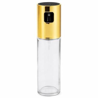 Imagem de Garrafa Spray Para Temperos Plástico e Vidro 100ml - Ideal Para Aplicar Óleos Azeites Vinagres Molhos Líquidos E Outros Temperos Com Precisão (Dourado)