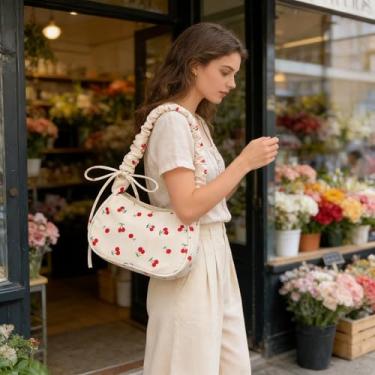 Imagem de Bolsa tiracolo pequena branca, cor sólida, simples, leve, bolsa de mão prática para uso diário para mulheres, passeios diários, tarefas casuais