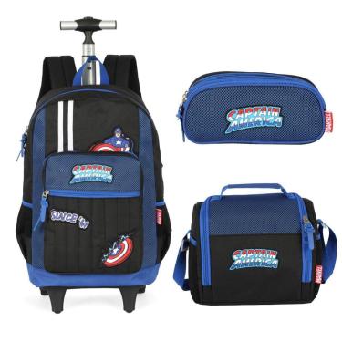 Imagem de Kit Mochila Lancheira Estojo Escolar Hulk Iron Man Avengers-Masculino