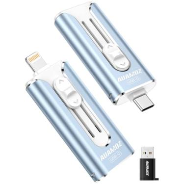 Imagem de AUAMOZ Mini pen drive de interface dupla de 256 GB, USB-C e USB-L, cartão de memória portátil compatível com iPhone 17/16/15/14/13/12/11, iPad, Android e PC, fácil de salvar fotos, vídeos e arquivos