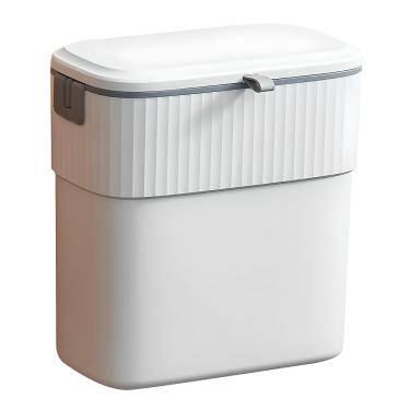 Imagem de Lixeira Suspensa Com Tampa Para Cozinha Sob Pia Armário E Bancada Plástica 9.5 Litros Balde Compostagem Resíduos Orgânicos Fixação Parede