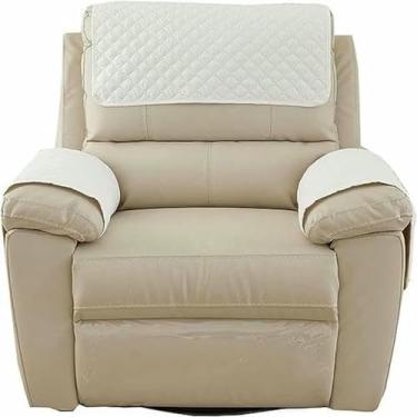 Imagem de Conjunto de 3 peças de capas protetoras para braços de sofá e poltrona reclinável, em tecido resistente com bolso lateral. Ideal para sofás, poltronas e sofás de dois lugares.