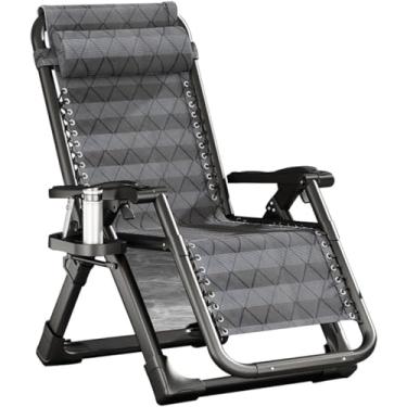 Imagem de Cadeira reclinável com apoio para os pés Teslin Cadeiras de pátio reclináveis respiráveis, reclinável dobrável compacta de escritório, cadeira de gravidade zero com suporte de copo, rolamento de carga