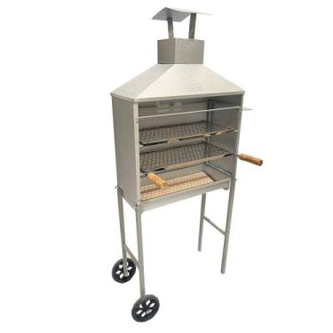 Imagem de Churrasqueira Móvel Carrinho Tijolos Refratarios Galvanizad - INOX LAU