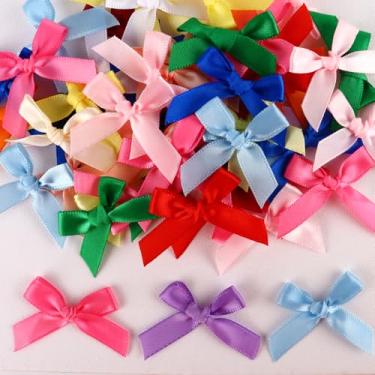 Imagem de Mini fitas artesanais para embrulhar presentes, decorações de laço pré-fabricadas para lembrancinhas de festa de aniversário, meninas, mulheres, presilhas de cabelo, 50 peças de laço colorido de 3 cm