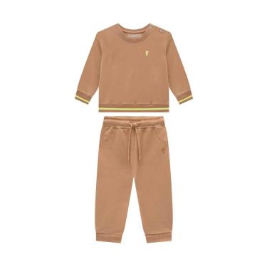 Imagem de Conjunto Infantil Menino Blusão/Calça Marrom Onda Marinha-Masculino