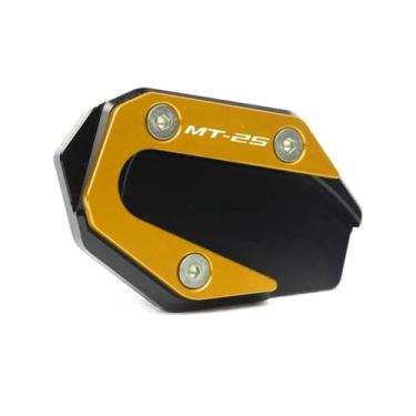 Imagem de Anti-derrapante Para MT-03 mt03 mt 03 25 MT-25 mt25 2015-2018 cnc kickstand pé suporte lateral extensão almofada placa de ampliar(Gold 25)