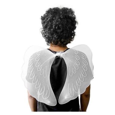 Imagem de Kit 10 Asa de Anjo Branco/Preto com Glitter Para Carnaval Festa Fantas