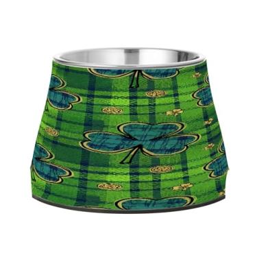 Imagem de CEBUGI Tigelas de aço inoxidável para cães e gatos, resistentes à ferrugem, removíveis, para animais de estimação elevadas, antiderrapante, para alimentar cães e gatos, trevos de quatro folhas