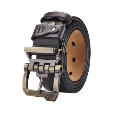 Imagem de Cinto Masculino De Couro Genuíno De Luxo Com Fivela De Pino Vintage Pa