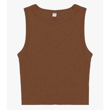 Imagem de Regata Feminina Adulto Canelada Intinita Cor Marrom, G, Marrom