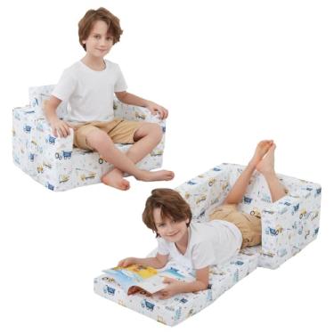 Imagem de Viviland Cadeira infantil 2 em 1 sofá-cama dobrável conversível de sofá para espreguiçadeira confortável para meninos e meninas