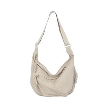 Imagem de Bolsa De Ombro Grande Feminina Em Tecido Macio De Cor Sólida, Estilo C