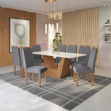 Imagem de Conjunto Sala De Jantar Verbana Kappesberg 8 Cadeiras Veludo Titanio