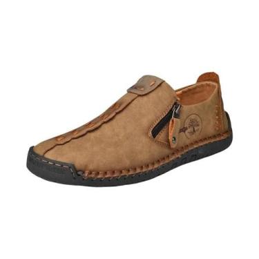 Imagem de Mocassins De Couro Feitos À Mão Para Homens plus Size, Respiráveis, Ca