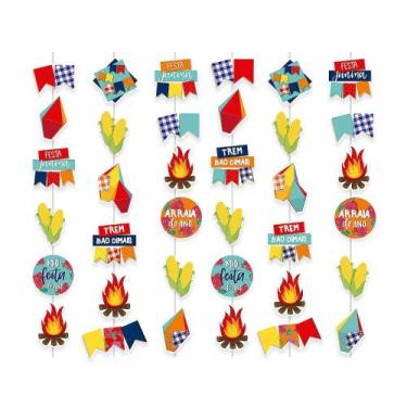 Imagem de Festa De Arraia Junina Cortina Decorativa colorida 6 Unidades - Fantas