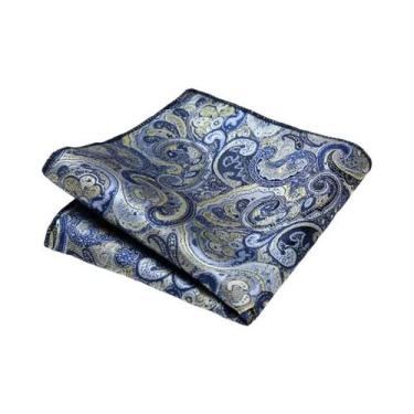 Imagem de Lenço De Bolso Azul Marinho Paisley Floral Para Homens, Para Casamento