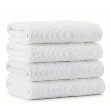 Imagem de Jogo 4 Toalhas de Banho Gigante 500g/m² 100% Algodão Felpuda Luxo – Grossa Alta Absorção – 72x150cm (4, Branco)