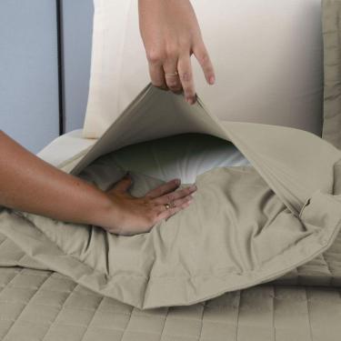 Imagem de Kit Cobre Leito Colcha Unique Solteiro 2 Peças Matelado Percal 300 Fios - Cáqui