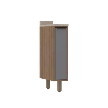 Imagem de Balcão De Cozinha 20cm 1 Porta Com Tampo Aspen Luciane Móveis Vanilla Com Cinza Puro
