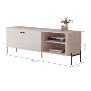Imagem de Rack Para Sala Tv Até 58 Polegadas Moderno 2 Portas - Off White Preto