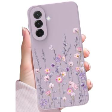 Imagem de SOPROCAS Capa para Samsung Galaxy A57 5G, lindo design floral para mulheres e meninas, capa de telefone de silicone com proteção contra quedas macia e fina com forro de microfibra antiarranhões, flor