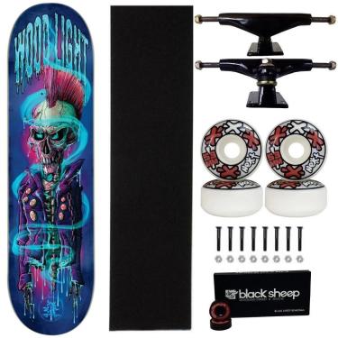 Imagem de Skate Wood Light Fiberglass Montado 8.0 Caveira Punk Next 53-Masculino
