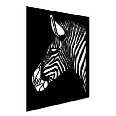 Imagem de Quadro Decorativo Zebra 27X22 Fundo Preto Alto Relevo - JABB