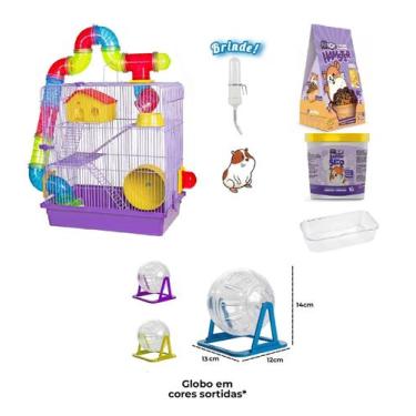 Imagem de Gaiola Hamster Luxo Lilás Banho Seco Globo Torta + Bebedouro - Jel Pla