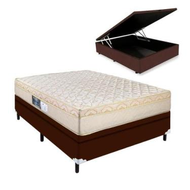 Imagem de Cama Arezzo Baú Casal Box Molas Ensacadas Marrom - Portobel