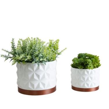 Imagem de Dupla Cachepot Rochedo - Realce, Branco, Cobre