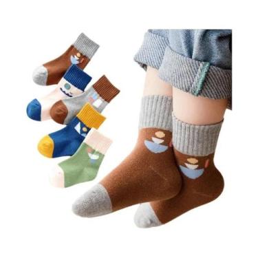 Imagem de Meias Florais Listradas De Desenho Animado Para Crianças, 5 Pares De M