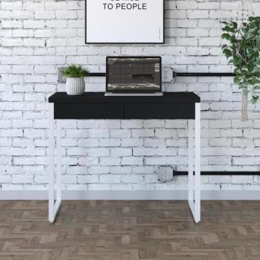 Imagem de Mesa de Escritorio Office C/02 Gavetas Kuadra 90cm Es.Branca - Metalig
