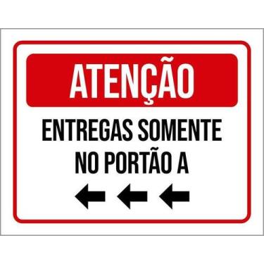 Imagem de Kit 3 Placa Acm Atenção Entregas Somente Portão 18X23 Branco - Sinaliz