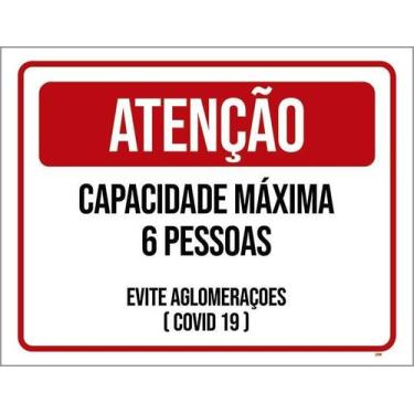 Imagem de Kit 5 Placa Acm Capacidade Máxima 6 Pessoas Evite 18X23 - Sinalizo