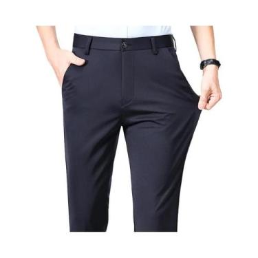 Imagem de Calças De Terno Masculinas plus Size Finas De Verão, Elásticas, Retas 