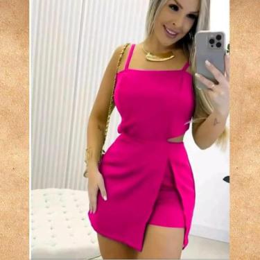 Imagem de Macaquinho Vestido Com Short e Saia Bojo Alças Reguláveis Elegante Rec