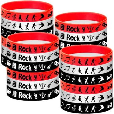 Imagem de Pulseiras de borracha ATSMOICY Rock and Roll 48 unidades de silicone
