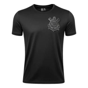 Imagem de Camiseta Corinthians Casual All Black Licenciada Masculina - NoBrand, 