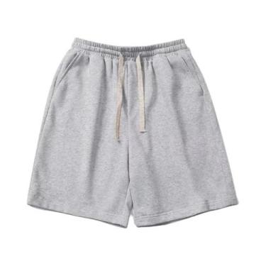 Imagem de Shorts Esportivos Masculinos Soltos Em Algodão Preto Puro Para Quatro 