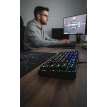 Imagem de Teclado Gamer Mecânico Outemu Blue ABNT2 Preto RGB Vermelho - Congratu