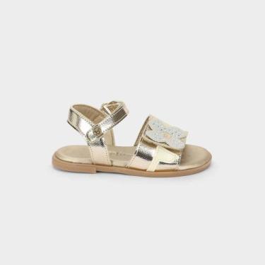 Imagem de Sandália Infantil Bibi Shine Mini Dourada de Flor, 25