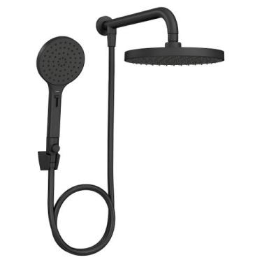 Imagem de Chuveiro Redondo De Parede Com Desviador Black Matte Deca