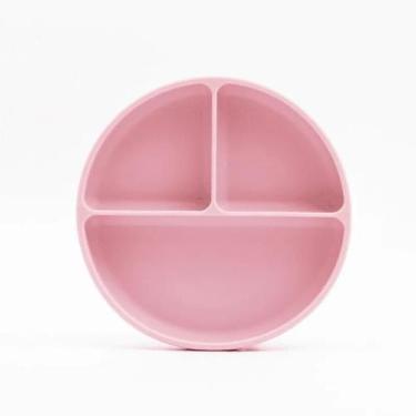 Imagem de Prato Refeição Infantil Silicone com Divisórias e Ventosa Rosa- Petit 