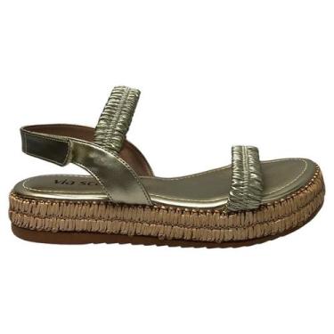 Imagem de Sandália Via Scarpa Papete Flatform Elastico, Ouro, 38