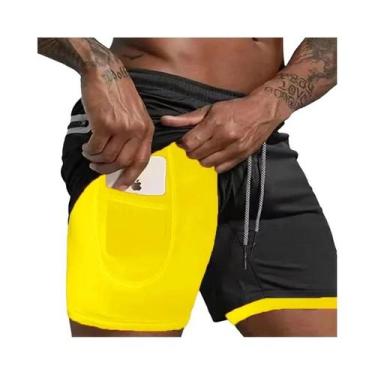 Imagem de Shorts Esportivos Masculinos De Verão 2 Em 1 Com Camada Dupla Para Tre