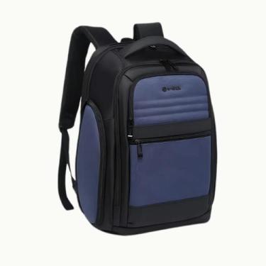 Imagem de Mochila escolar Reforçada Hub HB25M59-C, Preto/azul