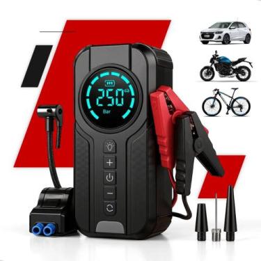Imagem de Auxiliar Partida Bateria Portátil Compressor Pneu Moto Bike - Nehc