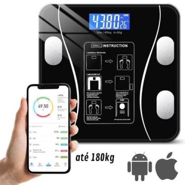 Imagem de Balança Digital Bioimpedância Bluetooth Medição Gordura IMC 180kg - Mo