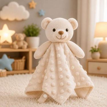 Imagem de Naninha Bebê Ursinho Pipoquinha com Prendedor de Chupeta - Pelucia Urs
